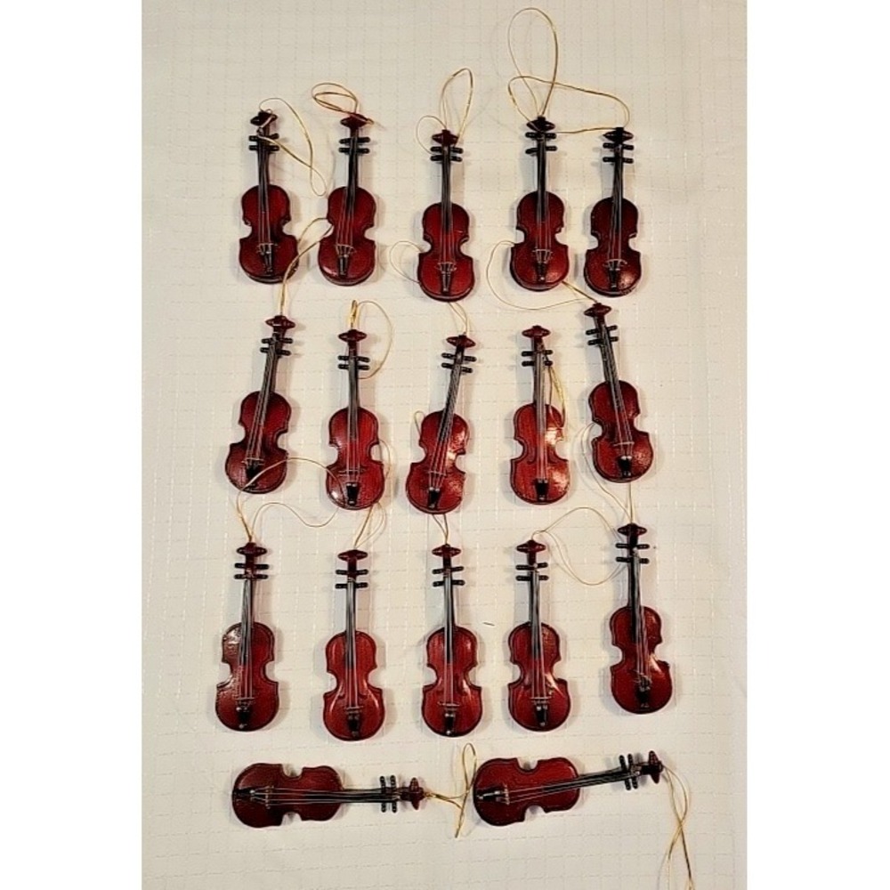 Vintage Mini Violin Ornaments Set of 17 Christmas Tree Decor